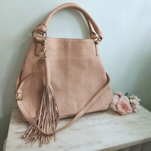 G.I.L.I. Leather‎ Large Roma Tote Bag  Weekender Pink Purse Tassel